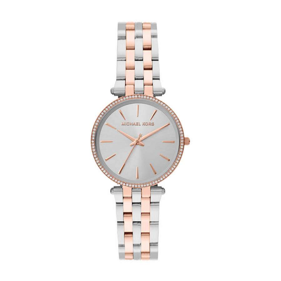 michael kors silver and rose gold watch