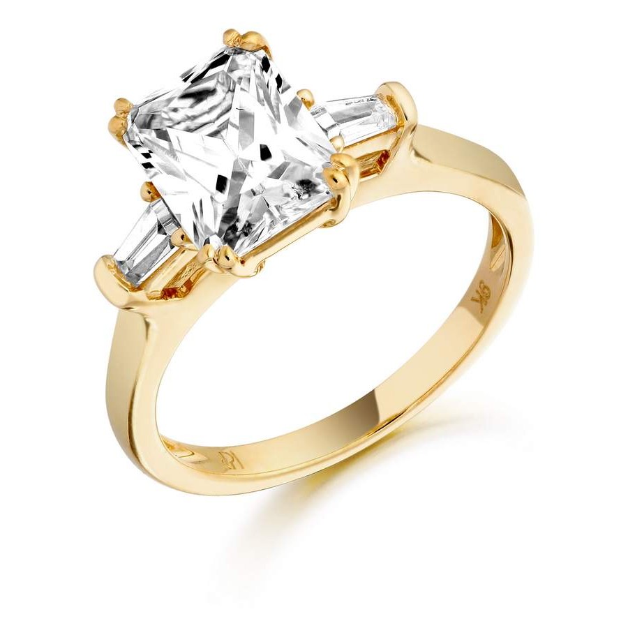 9ct Gold Emerald Cut CZ Ring-MC137