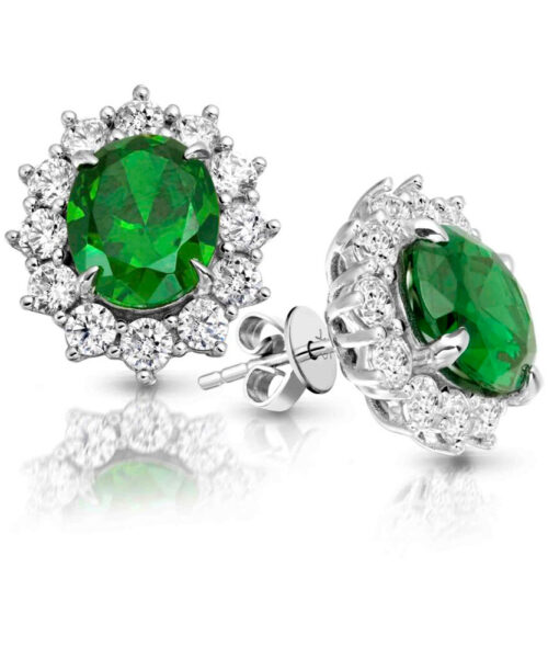 9ct Gold Emerald CZ Earrings - MCE308WG