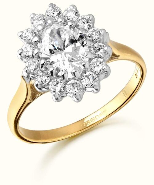 9ct Gold Lady Di style CZ Ring-MC42
