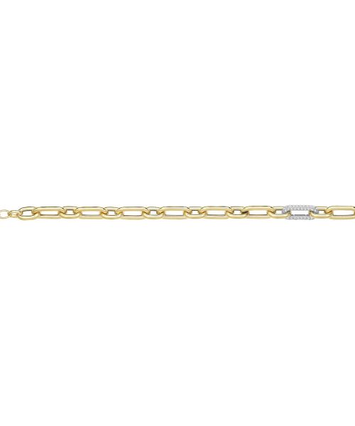 9CT Yellow Gold Hollow Bracelet with CZ Link-BR681