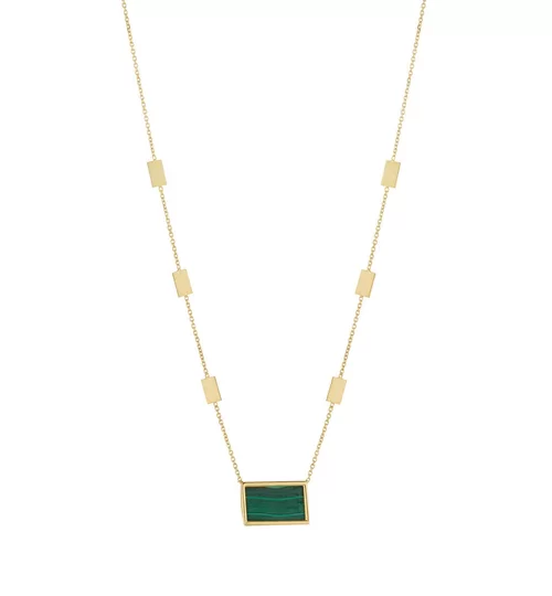 9CT GOLD MALACHITE CENTER FANCY NECKLET