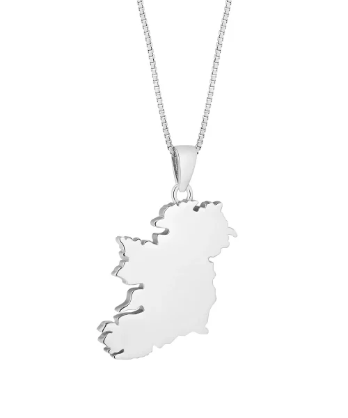 STERLING SILVER LARGE MAP OF IRELAND PENDANT