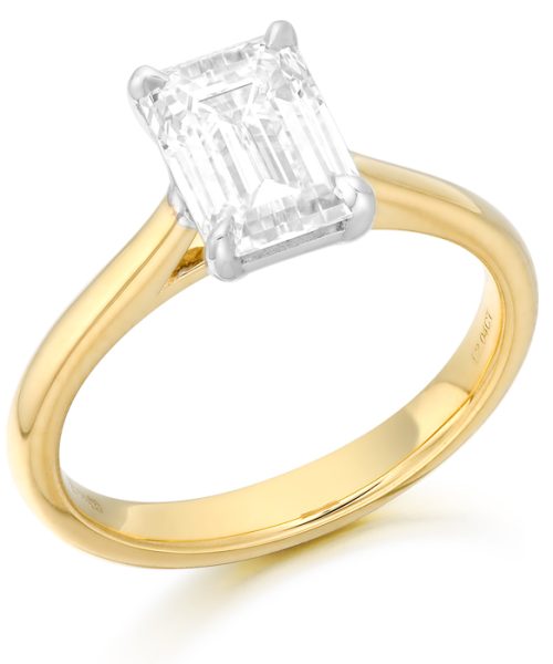 18ct Emerald Cut Lab Diamond Engagement Ring-M762