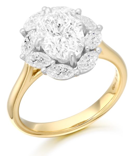 18ct Gold Oval Lab Diamond Engagement Ring-M764