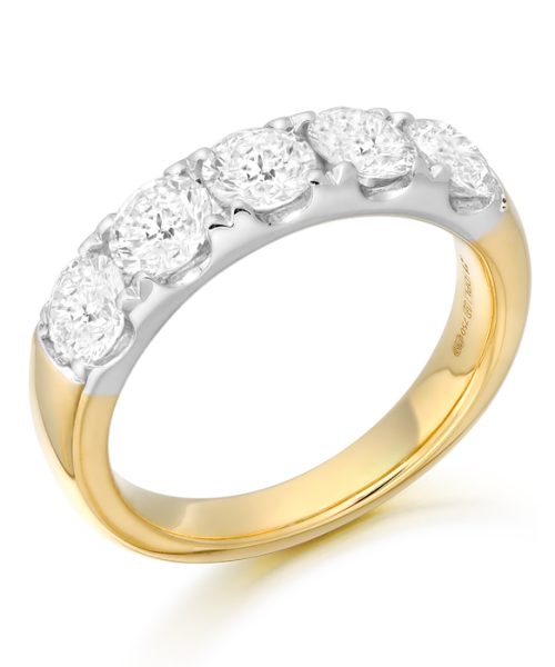 18ct Gold 5 Stone Lab Diamond Wedding Ring-M770