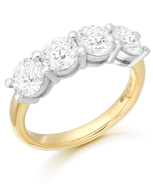 18ct Gold 4 Stone Lab Diamond Wedding Ring-M772