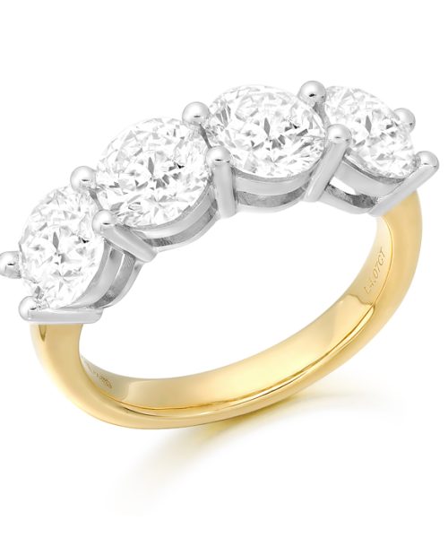 18ct Gold 4 Stone Lab Diamond Wedding Ring-M773