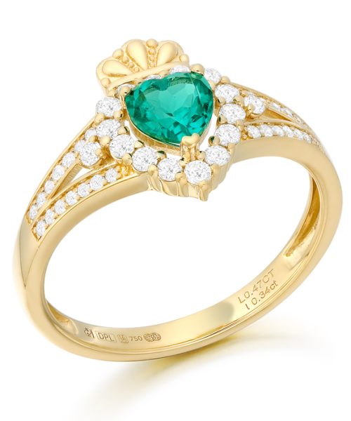 18ct Gold Lab Claddagh Diamond Ring-M754G