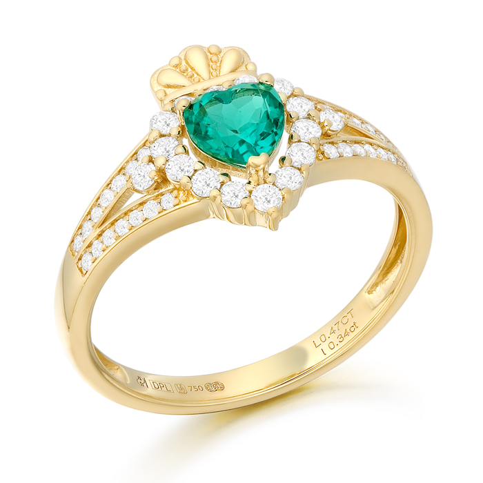 18ct Gold Lab Claddagh Diamond Ring-M754G