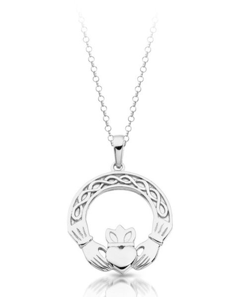 Silver Celtic Claddagh Pendant with Chain-SP025