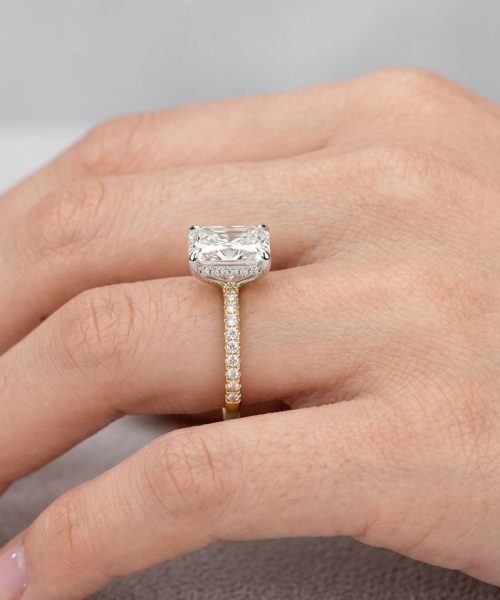 18ct Gold Radiant Cut Lab Diamond Engagement Ring-M786