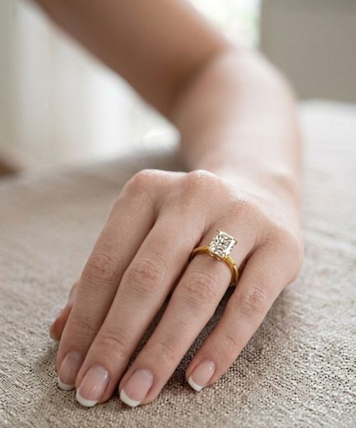 18ct Gold Radiant Cut Lab Diamond Engagement Ring-M787
