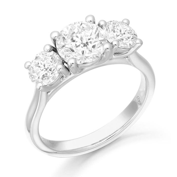 Platinum Three Stone Lab Diamond Engagement Ring-M722PT
