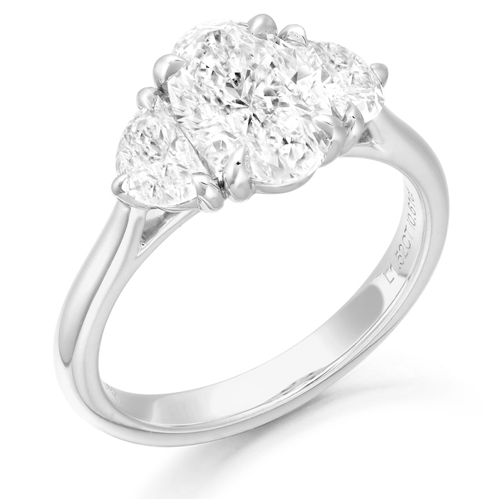 Platinum Three Stone Lab Diamond Engagement Ring-M720PT