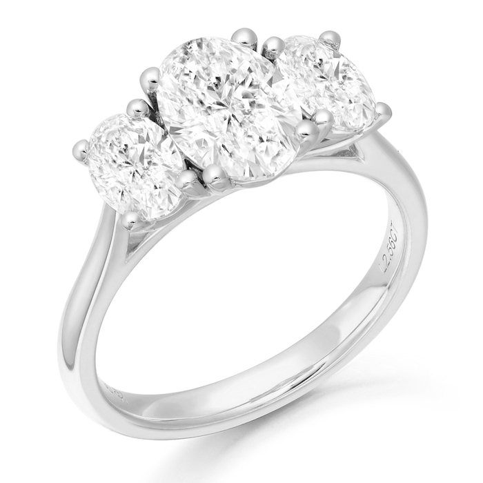 Platinum Three Stone Lab Diamond Engagement Ring-M723PT