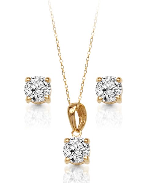 9ct Gold CZ Pendant-SET6