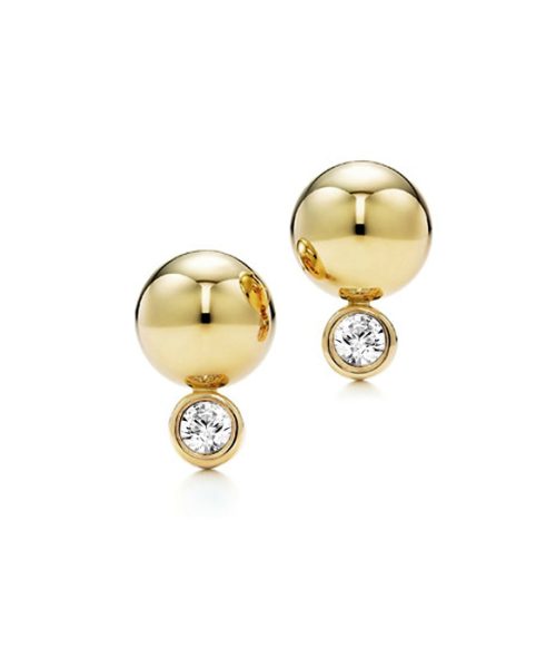 Gold Ball CZ Earrings-E1