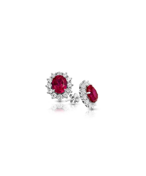 9ct White Gold Ruby CZ Earrings-E308SR
